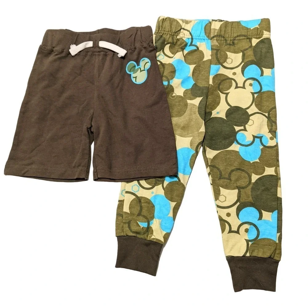 Disney Junior Mickey Toddler Boys Pants and Shorts 2 Piece Set Size 2T Brown New